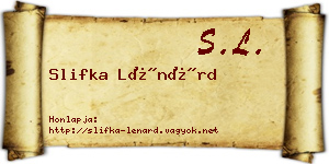 Slifka Lénárd névjegykártya